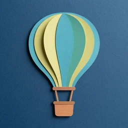 paper cut out illustration of a hot air balloon, by Eiko Ojala