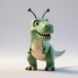 a simple rc t-rex with antennas on its forehead, photorealistic, studio lighting, 3D