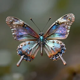 5 5 mm macro photo of a little futuristic mechanical butterfly. dof. bokeh. by artgerm and luis royo. highly detailed 8 k. intricate. lifelike. realistic sony a 7 r iv. soft light. cinematic processing