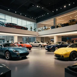 large fancy showroom for cars but no people and no cars. sharp focus, cinematic pose, cinematic lighting, unreal engine render. art by josan gonzales and moebius and deathburger.