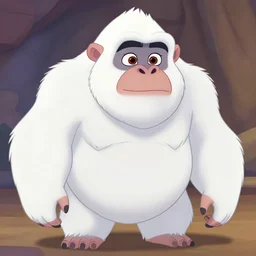 the yeti, a white snow primate, in style of disney animation, expressive face, detailed face, detailed eyes, full body, feminine face, tracer overwatch, disney, pixar
