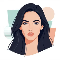 megan fox portrait, artwork by arunas kacinskas, graphic design, with geometrical shapes and lines, flat color and line, sketch, minimalistic, procreate, digital illustration, ipad pro, vector illustration, inky illustration, pastel, dribble portraits