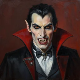A extremely highly detailed majestic painting of a vampire with sharp fangs