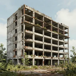a beautiful ultradetailed rendering of industrial architecture building architecture abandoned urbex unfinished building office building nature by eugene boudin, atlantis poppy, archdaily, wallpaper, highly detailed, trending on artstation.