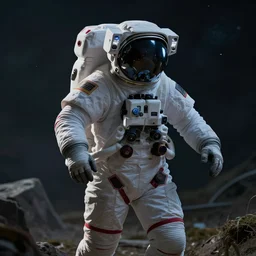 a hyperrealistic render of an astronaut, midnight, outdoor, art by Artgerm and Greg Rutkowski and Alphonse Mucha, hearthstone art style, epic fantasty card game art, Beautiful dynamic dramatic moody lighting, shadows, cinematic, Octane, 8K