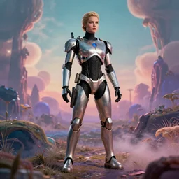 Masterpiece full body portrait of a beautiful Ripley Robocop in a surreal dream landscape, cinematic lighting, 8k