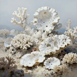 landscape, corals, nacre, white. fantasy, digital painting, hd, detailed.