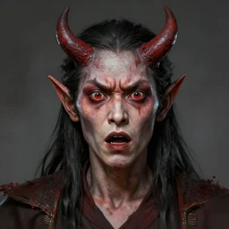 portrait of a surprised demon, concept art, digital art, highly detailed