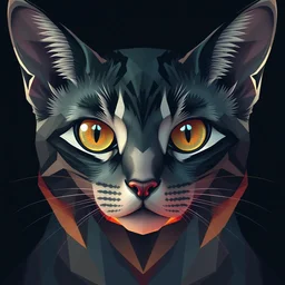 geometric cat portrait, identical eyes, medium shot, fantasy, illustration, detailed line work, symmetrical, acid vintage color palette, artstation, hyper detailed, cinematic lighting, incredibly detailed and intricate, ornate, by peter mohrbacher