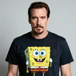 sharp portrait of spongebob wearing a tshirt with nicholas cage print, by evelyn de morgan