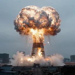 on a foggy morning, cloudy day, a nuclear bomb exploded in tokyo, by craig mullins