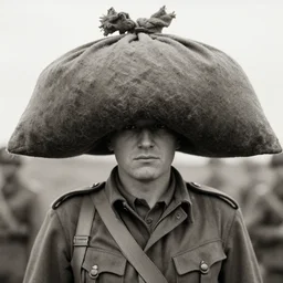 military person with sack over head, ww1 photo, grainy, high detail, high resolution,