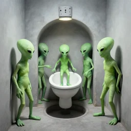 aliens entering into a pissoir. marcel duchamp style