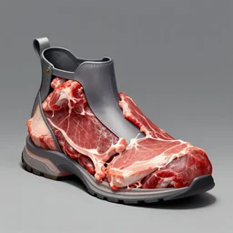 concept art for shoes that can store meat, illustrated by syd mead, high quality