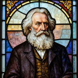 stained glass picture of charles darwin, detailed, trending on artstation