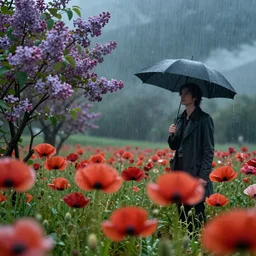hyperrealistic you are going to ask : and where are the lilacs? and the poppy - petalled metaphysics? and the rain repeatedly spattering, highly detailed, cinematic lighting, cedric peyravernay maciej kuciara, dramatic lighting, medium shot, ground angle, uhd 8 k, shallow depth of field