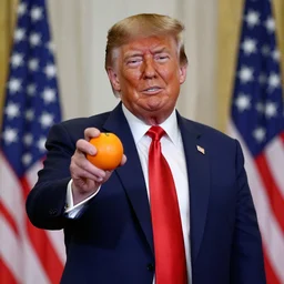 donald trump holding an orange