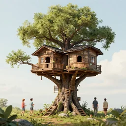 ultimate tree house, 4 k, art station concept, highly detailed