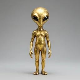 an ancient gold alien statue