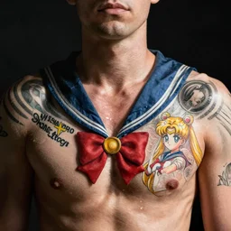 “ ben shapiro shows off the sailor moon tattoo on his chest ”