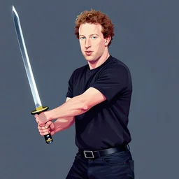 Vaporwave mark zuckerberg wielding a katana sword, trending on artstation