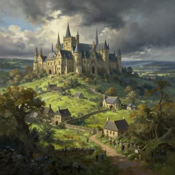 the shire, beautiful lighting, epic concept art, epic painting, artstation, realistic, by greg rutkowski