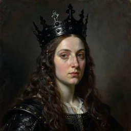 The portrait of Lady in black wax crown by Bartolomeo Passerotti, dark fantasy, witcher, very detailed oil painting in the alla prima style, masterpiece, 8k