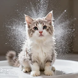 kitten bathing itself with a glitter explosion, 8k,award winning photo