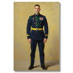 full body portrait of the dictator of the nba utah jazz, 1 8 8 9, in full military garb, navy, green, yellow, oil on canvas by william sidney mount, trending on artstation
