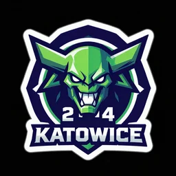 csgo team sticker, katowice 2 0 1 4 competition sticker, holo sticker, inspect in inventory image, highly detailed digital art, neon colors, highly saturated, made by valve corporation, detailed letters, team logo in center of image, simple design, team name displayed on sticker, fierce looking team logo, non - symmetrical team logo, background contrast, one main idea of logo,