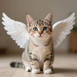 realistic photograph of a kitten with wings