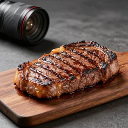 yummy beef grill steak, food photograph, food styling, long shot, lens 85 mm, f 11, studio photograph, ultra detailed, octane render, 8k