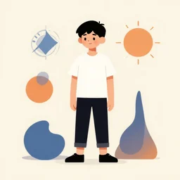 chinese boy minimalist art shapes
