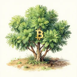 botanical drawing of the bitcoin bush