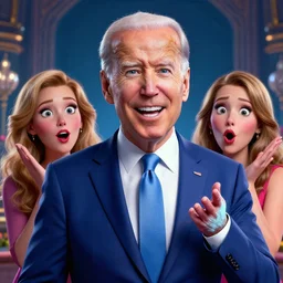crazy glitchy buggy angelic nice beautiful hilarious happy surprised 3 d joe biden portrait meme, featured on artstation, cgsociety, unreal engine, octane, volumetric lighting, rtx on, vibrant, by greg rutkowski, grainy, vhs footage still, intricately detailed, award - winning, amazing, stunning, atmospheric, ambient