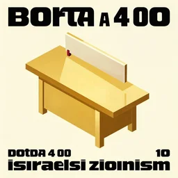 porta 4 0 0 golden isometric projection graphic design poster of a saw table inspired by israeli zionism propaganda posters