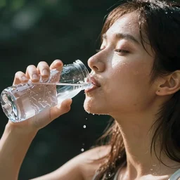 thirsty person drinking water