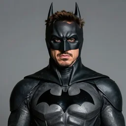 robert downey jr in batman suit, portrait hd, without helmets 4 k, clear face,