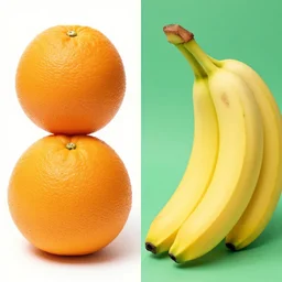 side by side comparison of orange and banana