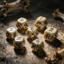 a set of dungeons and dragons dice made of bone