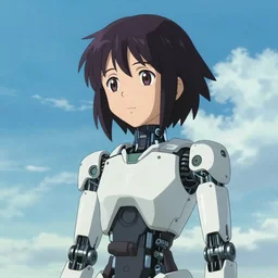 makoto shinkai. robotic android girl
