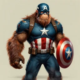 a beautiful rendering of a Sasquatch as captain America by nick Silva, trending on artstation, instagram