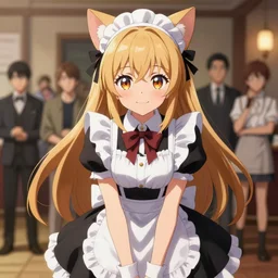 anime, catgirl, nekomimi, maid dress, extremely detailed eyes, fantastic details full face, smiling, mid - shot, full body shot, epic cinematic shot, trending on artstation, pixiv, cgsociety, award winning, hyperdetailed unreal engine 4 k 8 k ultra hd, stanley artgerm lau, wlop, rossdraws, james jean marc simonetti ruan jia and mandy jurgens and artgerm and william - adolphe bouguerea sakimichan