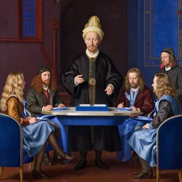 an episode of family feud, painted by jan van eyck,