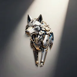artistic mechanical wolf logo robotic ai