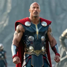 film still of Dwayne Johnson playing Heimdall in Thor, 4k