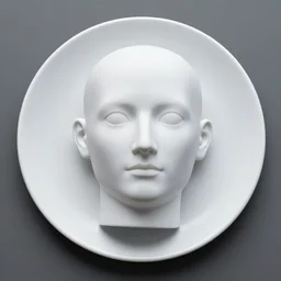 human head on a plate