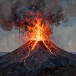 painting of an erupting volcano by george frederic watts