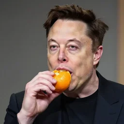 Elon Musk eating an Orange