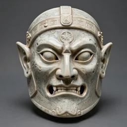 fantasy art ultra 4 k photo of a bizzare warrior knight mask made if ceramic carved by h. r. giger